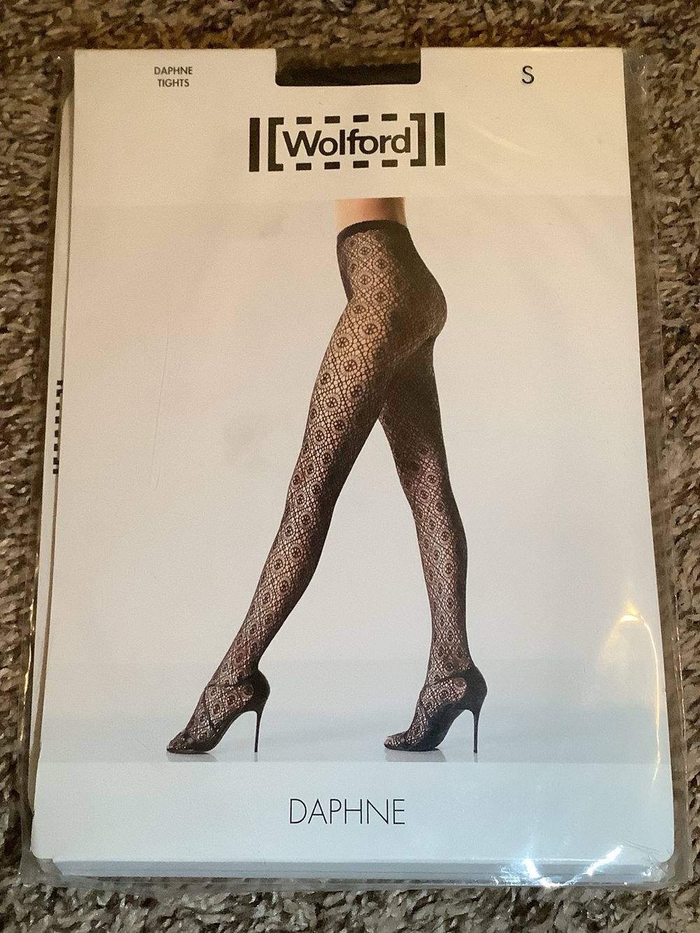 Wolford Daphne tights, ornamental pattern, color black, size: S